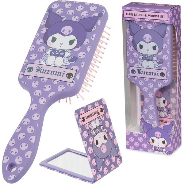 Hello Kitty Women's Kuromi Hair Brush & Mirror Set in Purple