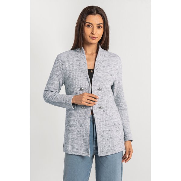 Enorsia Women's Fitted Tailored Jersey Blazer in Grey | Size: 10