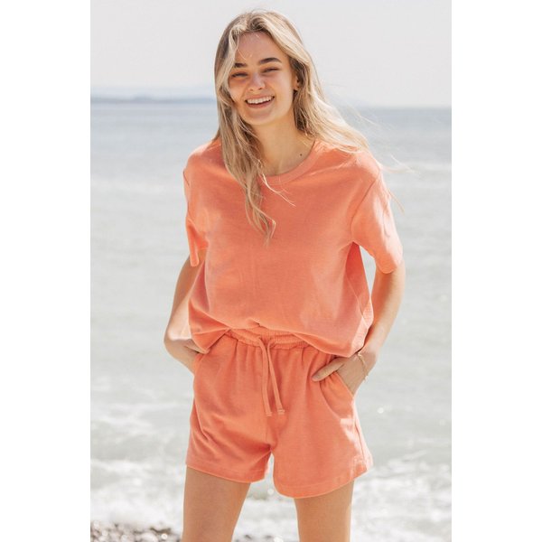 Rapanui Clothing Women's Towelling T-Shirt in Peach | Size: 16