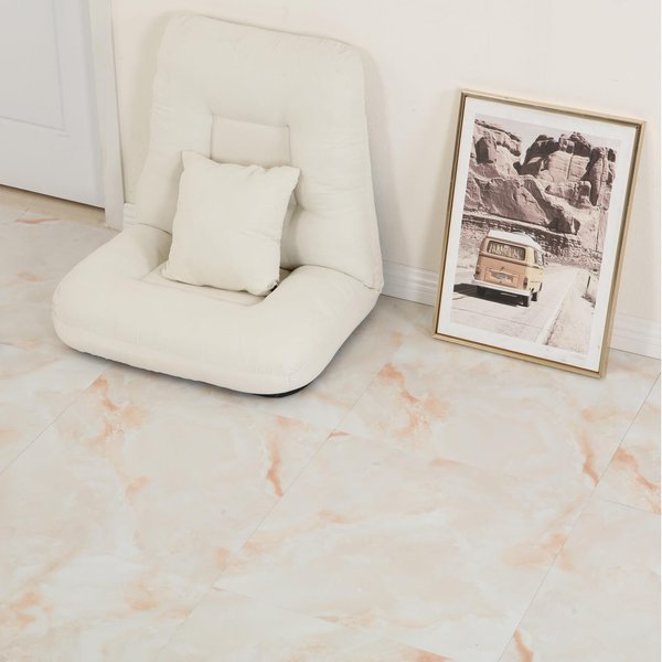 Gr8 Home 36 X Self Adhesive Floor Tiles White Rose Marble Square Planks 3.34M² Flooring, White