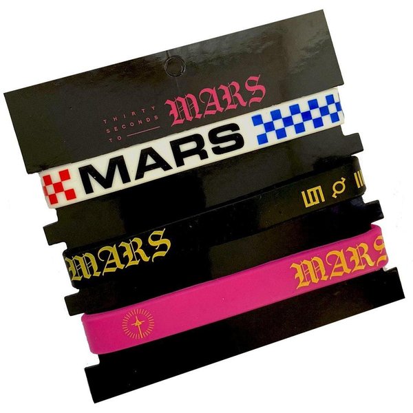30 Seconds To Mars Band Logo Wristband 3 Pack Set in Black