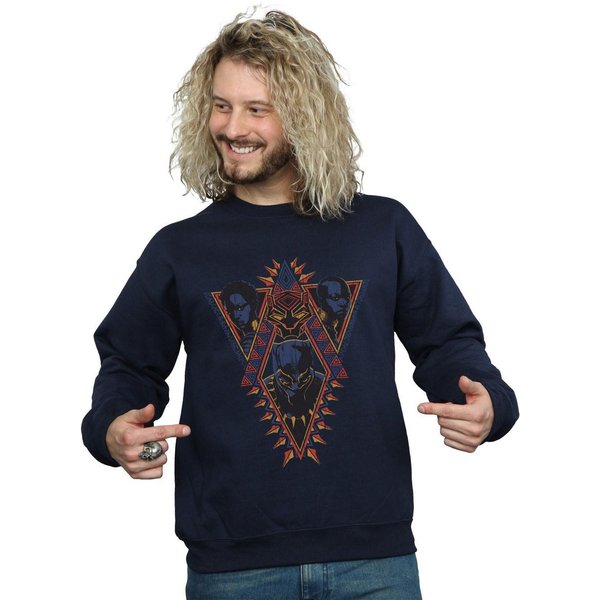 Marvel Men's Black Panther Tribal Heads Sweatshirt in Navy | Size: 2XL