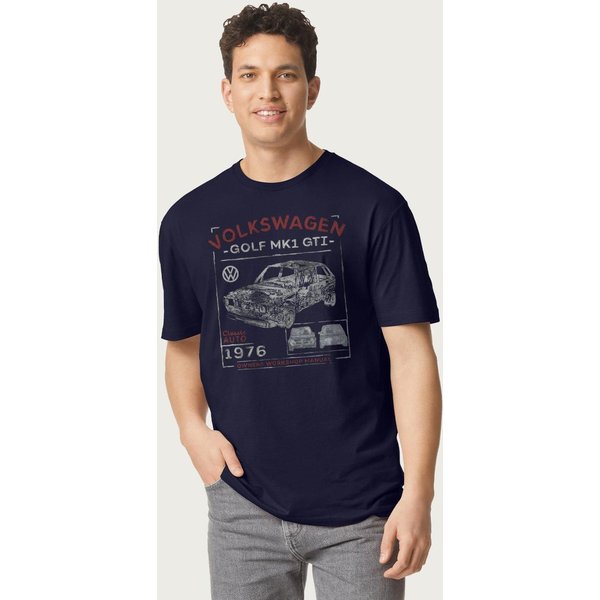 Volkswagen Men's Golf MK1 GTI Owners Workshop Manual T-Shirt in Navy | Size: Large