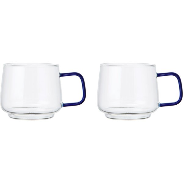 La Cafetiere Gyro 275ml Mugs, Set of Two, Blue, Gift Boxed in Clear