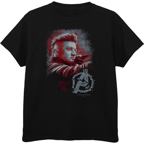 Avengers Endgame Boy's Hawkeye Brushed Cotton T-Shirt in Black | Size: 12-13 Years