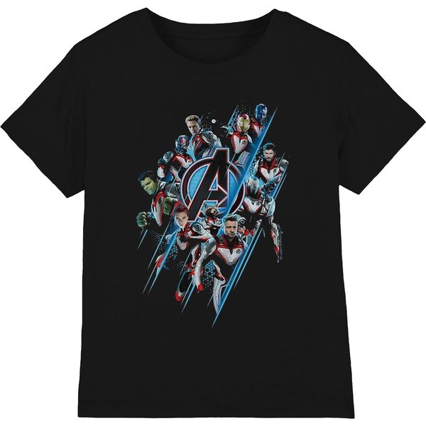 Avengers Endgame Men's Team Cotton Logo T-Shirt in Black | Size: 2XL