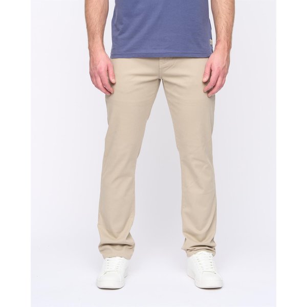 Duck&Cover Franztown Men's Core Stretch Slim-Fit 5-Pocket Chino Trousers with Canvas Detail in Stone | Size: 34S