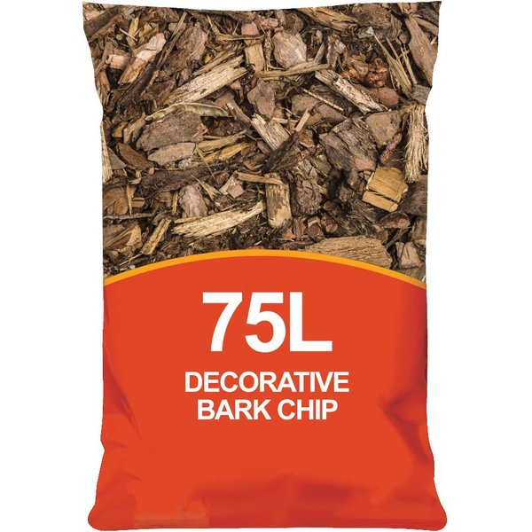simpa Decorative Landscape Bark Chipping Mulch - 75L in Dark Brown