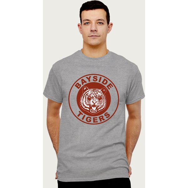 Saved By The Bell Men's Bayside Tigers T-Shirt in Mid Grey | Size: Large