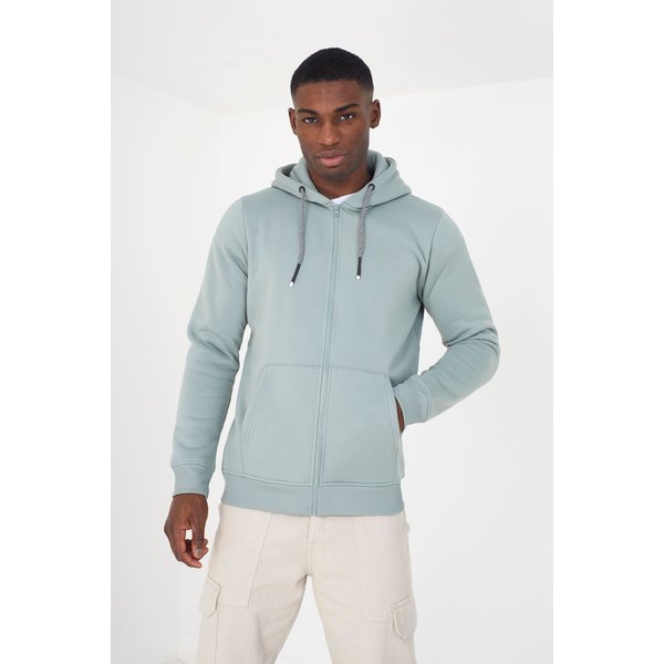Brave Soul Men's Zip Through Hoodie in Light Green | Size: XL