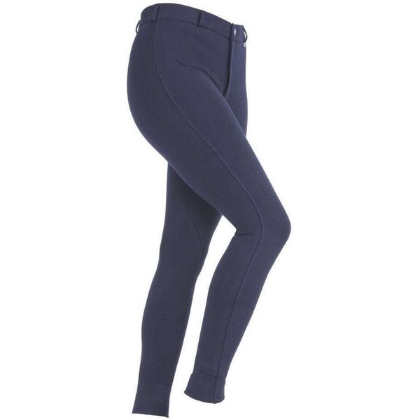 SaddleHugger Girl's Plain White Jodhpurs in Navy | Size: 11-12 Years