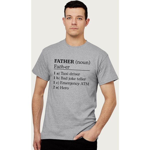 Coto7 Men's Father Dictionary Fathers Day T-Shirt in Mid Grey | Size: Large