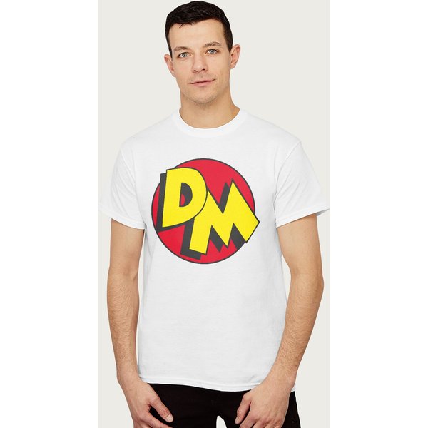 Danger Mouse Men's Initials Logo T-Shirt in White | Size: Large