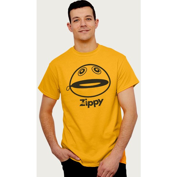 Rainbow Men's Zippy Unzipped T-Shirt in Gold | Size: XL