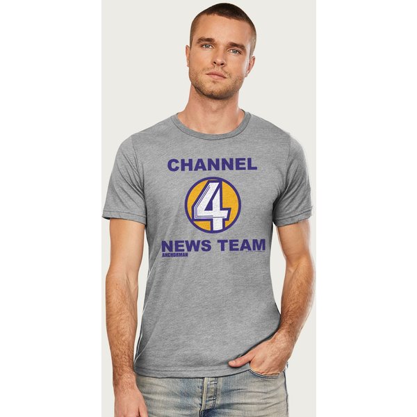 Anchorman Men's Channel 4 News Team Logo T-Shirt in Mid Grey | Size: 2XL
