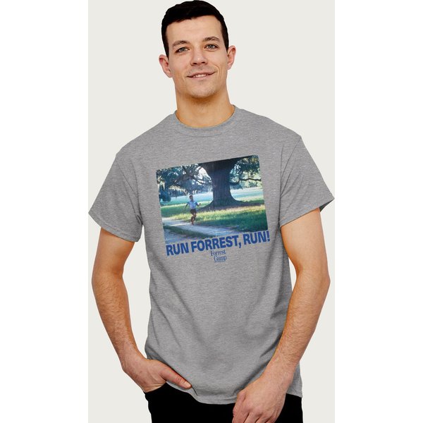 Forrest Gump Men's Run Forrest, Run Scene T-Shirt in Mid Grey | Size: 2XL