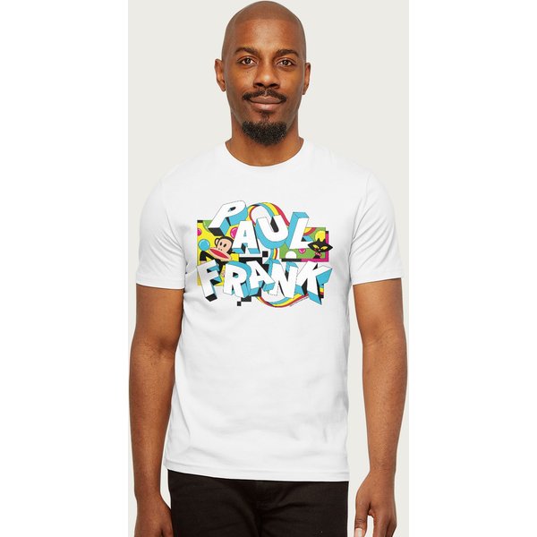 Paul Frank Men's Julius & Mika Cat Chunky Text T-Shirt in White | Size: XL
