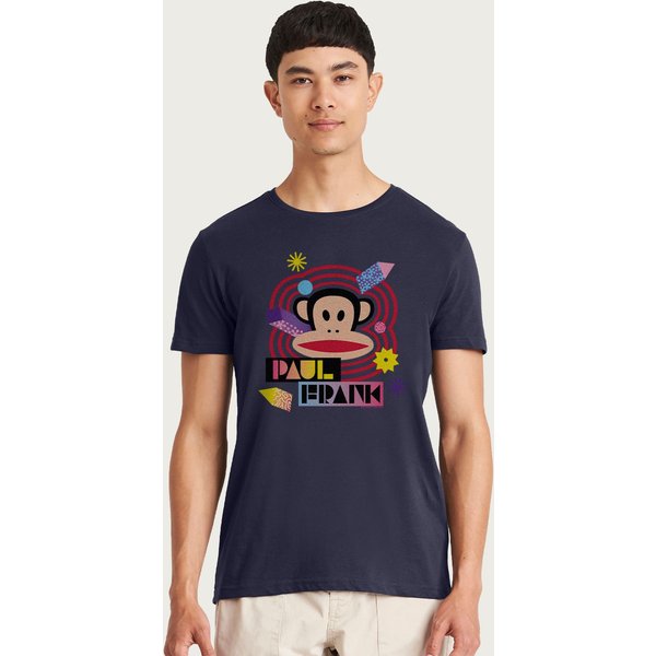 Paul Frank Men's Julius Psychedelic Block Art T-Shirt in Navy | Size: Large