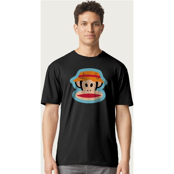 Paul Frank Men's Julius The Monkey Fishing Hat T-Shirt in Black | Size: XL
