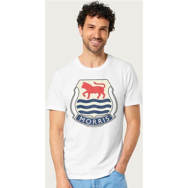 Morris Motors Men's Classic Ox Badge Logo British Motor Heritage T-Shirt in White | Size: 2XL