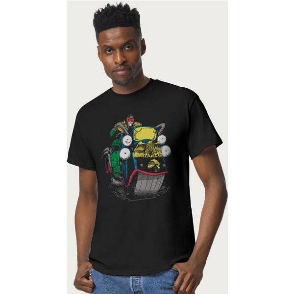 Judge Dredd Men's Riding Lawmaster Bike 2000 AD Comics T-Shirt in Black | Size: 2XL