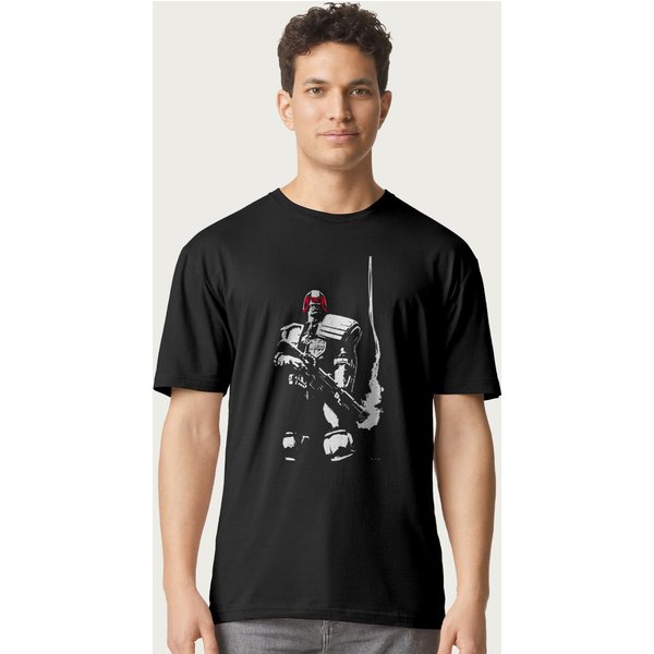 Judge Dredd Men's 2000 AD 40th Anniversary Comic Cover Art T-Shirt in Black | Size: 2XL