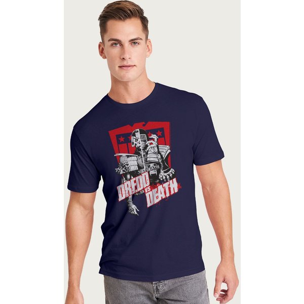 Judge Dredd Men's 2000 AD Dredd vs Death Red Shield T-Shirt in Navy | Size: 2XL