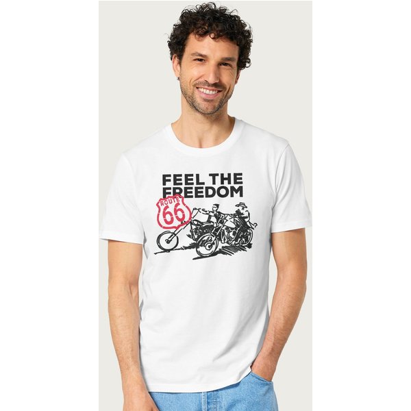 Route 66 Men's Feel The Freedom T-Shirt in White | Size: Small