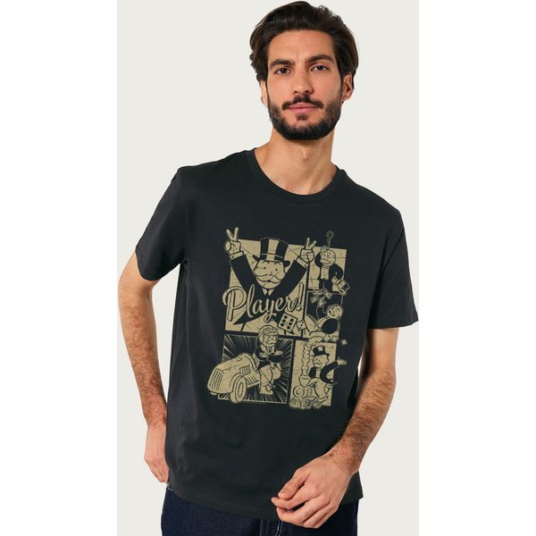 Monopoly Men's Man Player Montage T-Shirt in Black | Size: 2XL