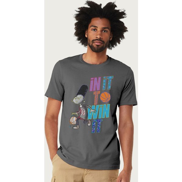 Hey Arnold Men's Gerald In It To Win It Basketball T-Shirt in Charcoal | Size: 2XL