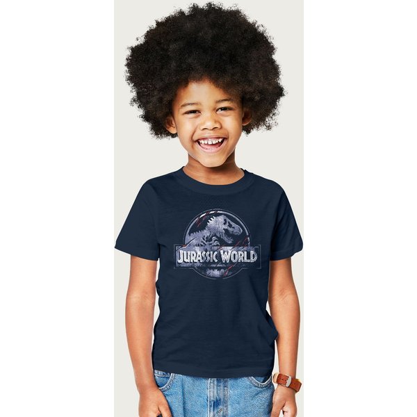 Jurassic Park Jurassic World Classic Claw Logo T-Shirt in Navy | Size: 12-13 Years