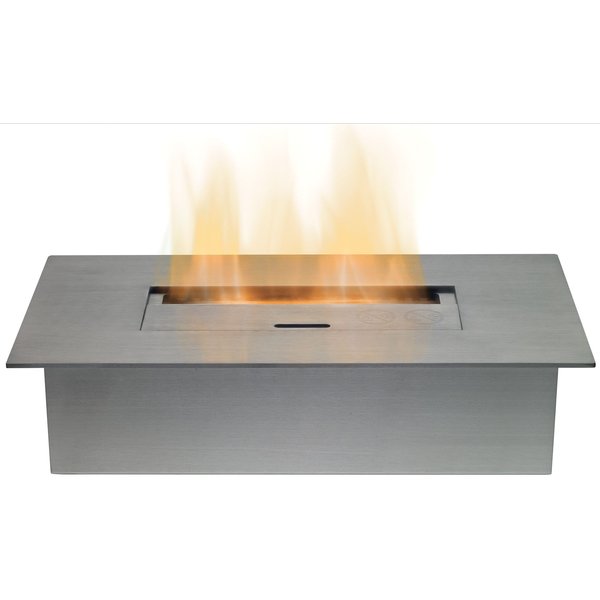 Adam Fires & Fireplaces Small Bio Ethanol Burner in Stainless Steel, 1.5L Capacity in Grey