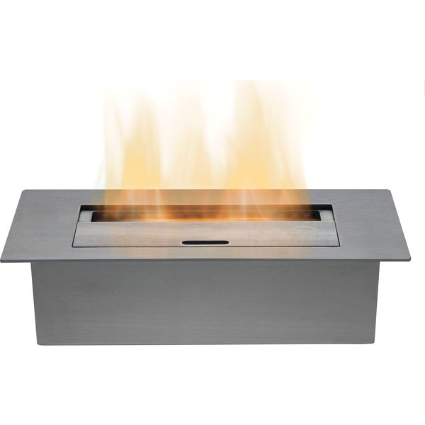Adam Fires & Fireplaces Large Bio Ethanol Burner in Stainless Steel, 3L Capacity in Grey