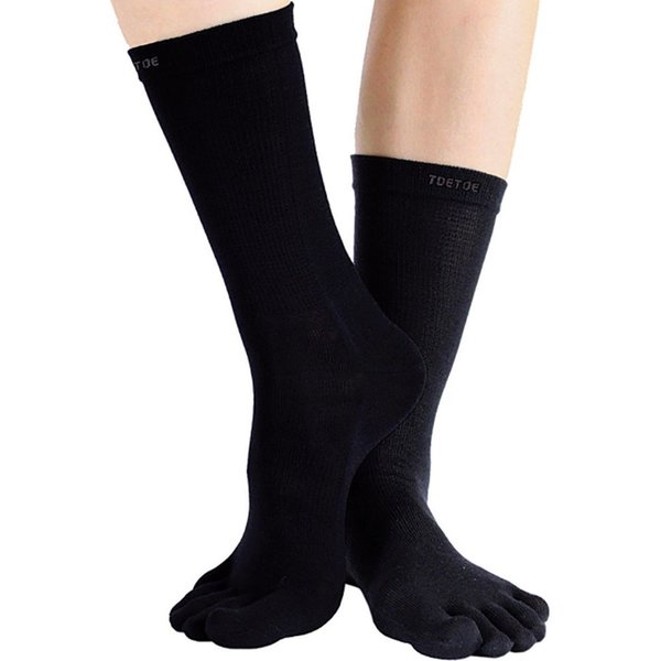 TOETOE Women's Toe Socks - 1 Pack Outdoor Wool Mid-Calf Toe Socks & Women in Black | Size: 9-11