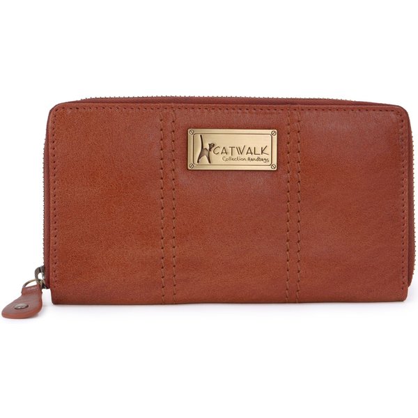 Catwalk Collection Handbags Women's Gallery Leather Purse With RFID Protection in Tan | Size: Medium
