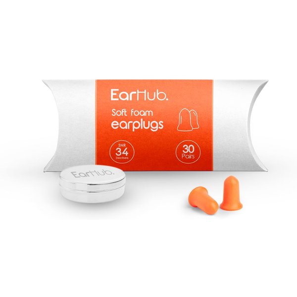 Earhub Premium Soft Foam Earplugs Orange - 30 Pair