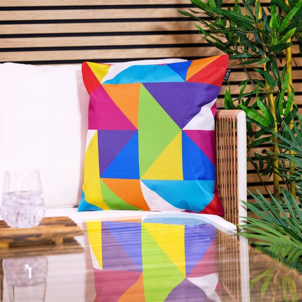 icon Cushion 43x43cm Circluar Geo, Aqua Back | Size: 43 cm x 43 cm