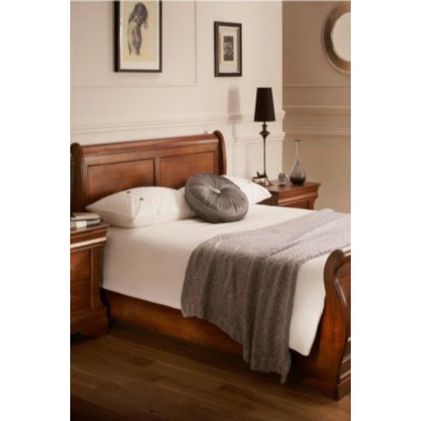 Time4sleep Toulon Mahogany Finish Wooden Mahogany Sleigh - Bed Frame in Brown | Size: Double