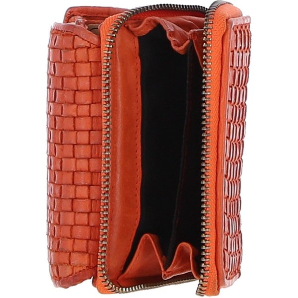 Ashwood Leather Women's Vintage Woven Leather 7 Card Purse in Orange