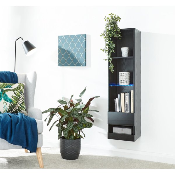 GFW Galicia Tall Shelf Unit With LED, Black