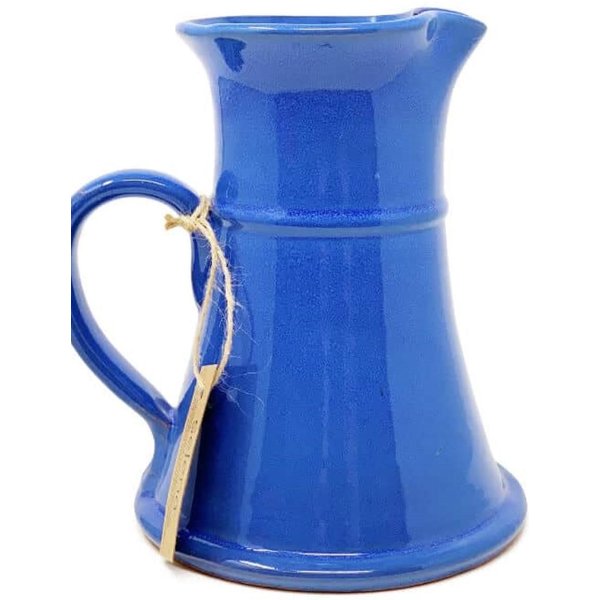 Verano Spanish Ceramics Selena - Large Flat Based Jug - Blue, Blue