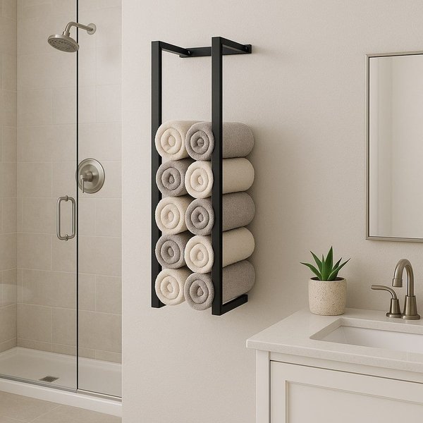 Ricomex House Of Home Wall Mounted Towel Holder - Black, Medium (20 x 15 x 70cm), Black