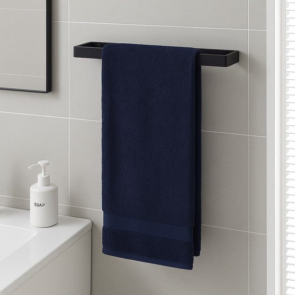 Ricomex House Of Home Wall Mounted Rectangle Towel Rail - 40cm Black Stainless Steel, Black