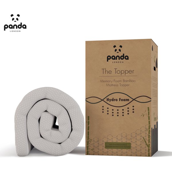 Panda London Memory Foam Bamboo Mattress Topper in White | Size: EU Single