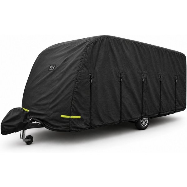 OLPRO Breathable Waterproof 4Ply Caravan Cover with Free Hitch Cover Black 21-23ft, Black