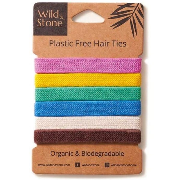 Colourful Plastic Free Hair Ties - 6 Pack