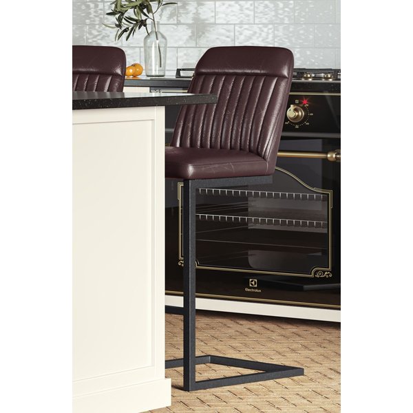 Baumhaus Vintage Brown Leather Bar Stool (Pack Of Two), Brown