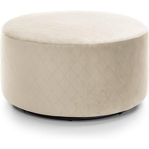 Abakus Direct Chicago Spill-Proof Velvet Quilted Swivel Footstool in Cream