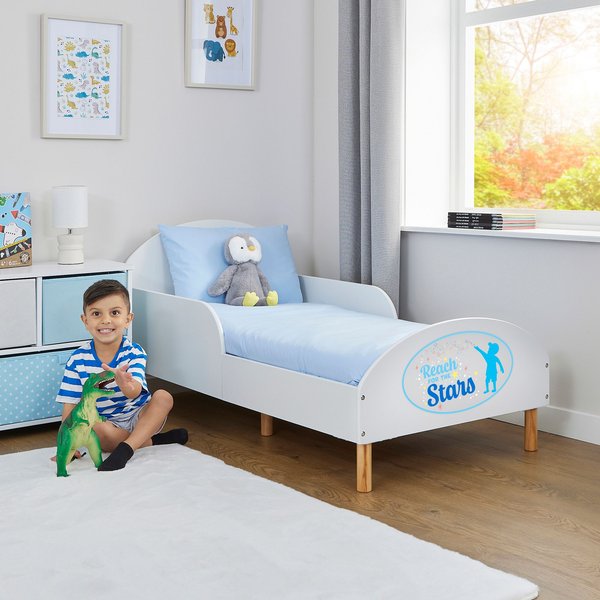 Liberty House Toys Kids White Toddler Bed - Reach For The Stars | Size: Cot Bed