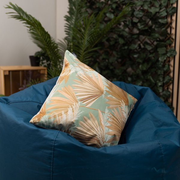 icon Eucalyptus Print with Olive Green Back Outdoor Cushion | Size: 43 cm x 43 cm